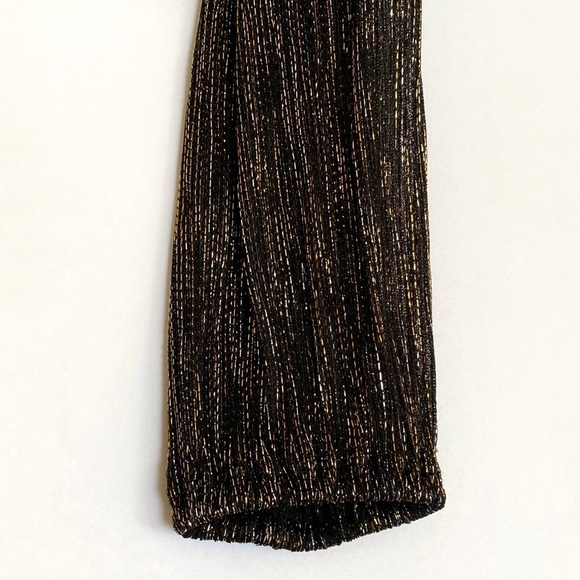 MAJE RUNNY BLACK GOLD SILVER METALLIC V-NECK LONG SLEEVE DRAPE MINI DRESS - Picture 8 of 12